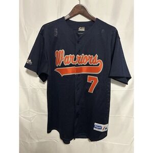 Vintage Majestic Baseball 90's Jersey Mens L USA Mesh Warriors #7 Button